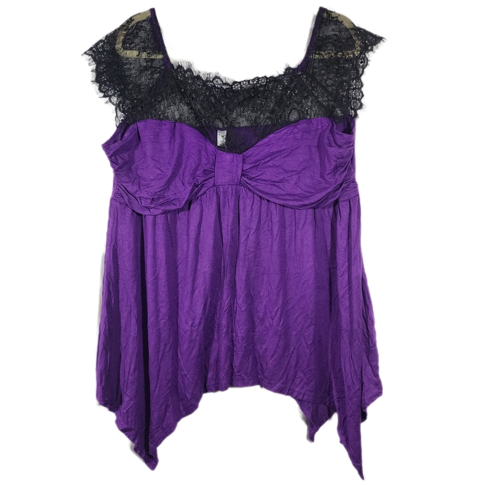 Nextmia purple with black lace tank top size 16